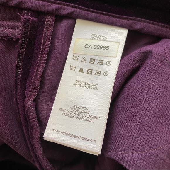 Victoria Beckham Purple Velvet Ankle Pants - Picture 8 of 8
